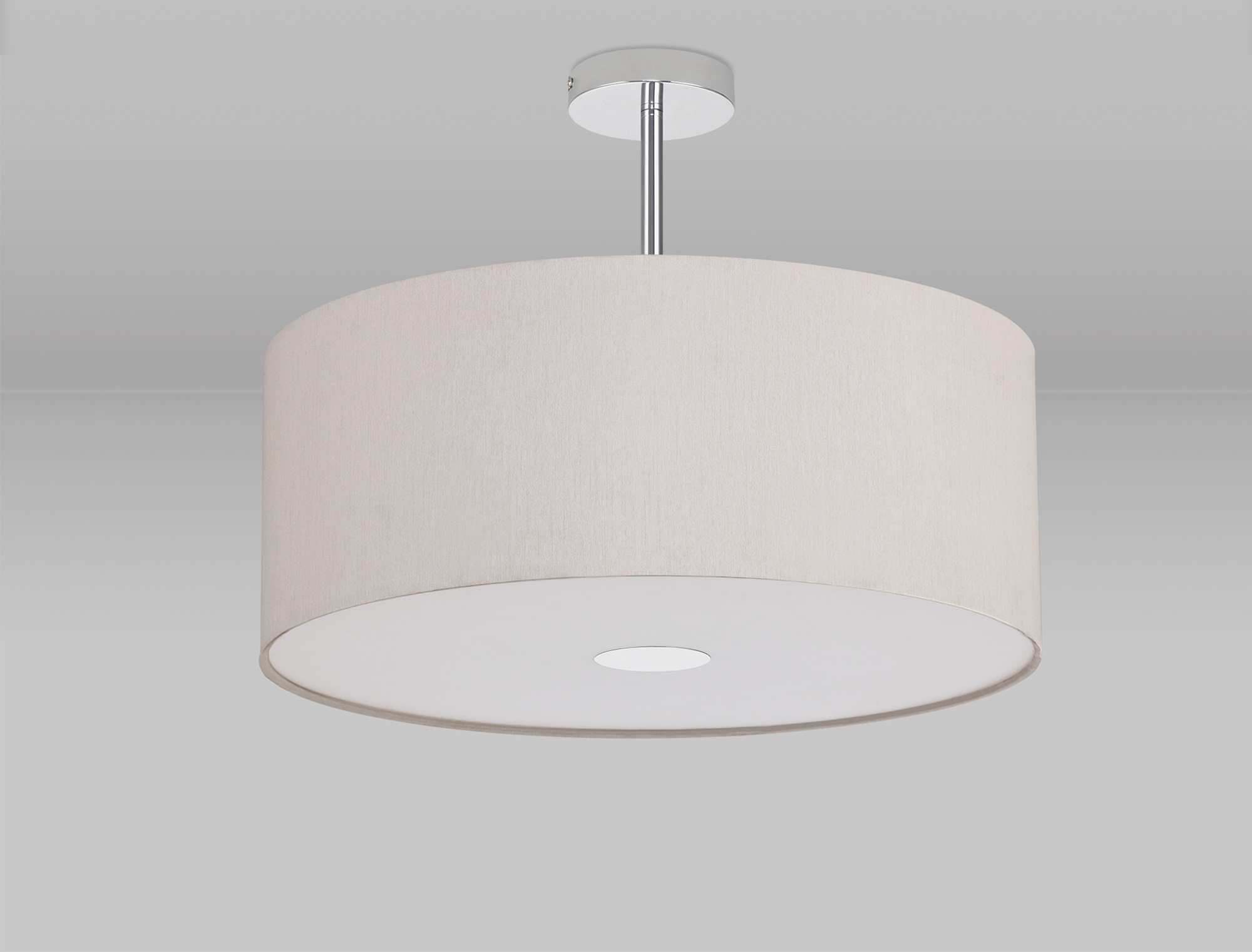 Baymont 50cm Semi Flush 3 Light Polished Chrome, Nude Beige/Moonlight, Frosted Diffuser DK0328  Deco Baymont CH NU